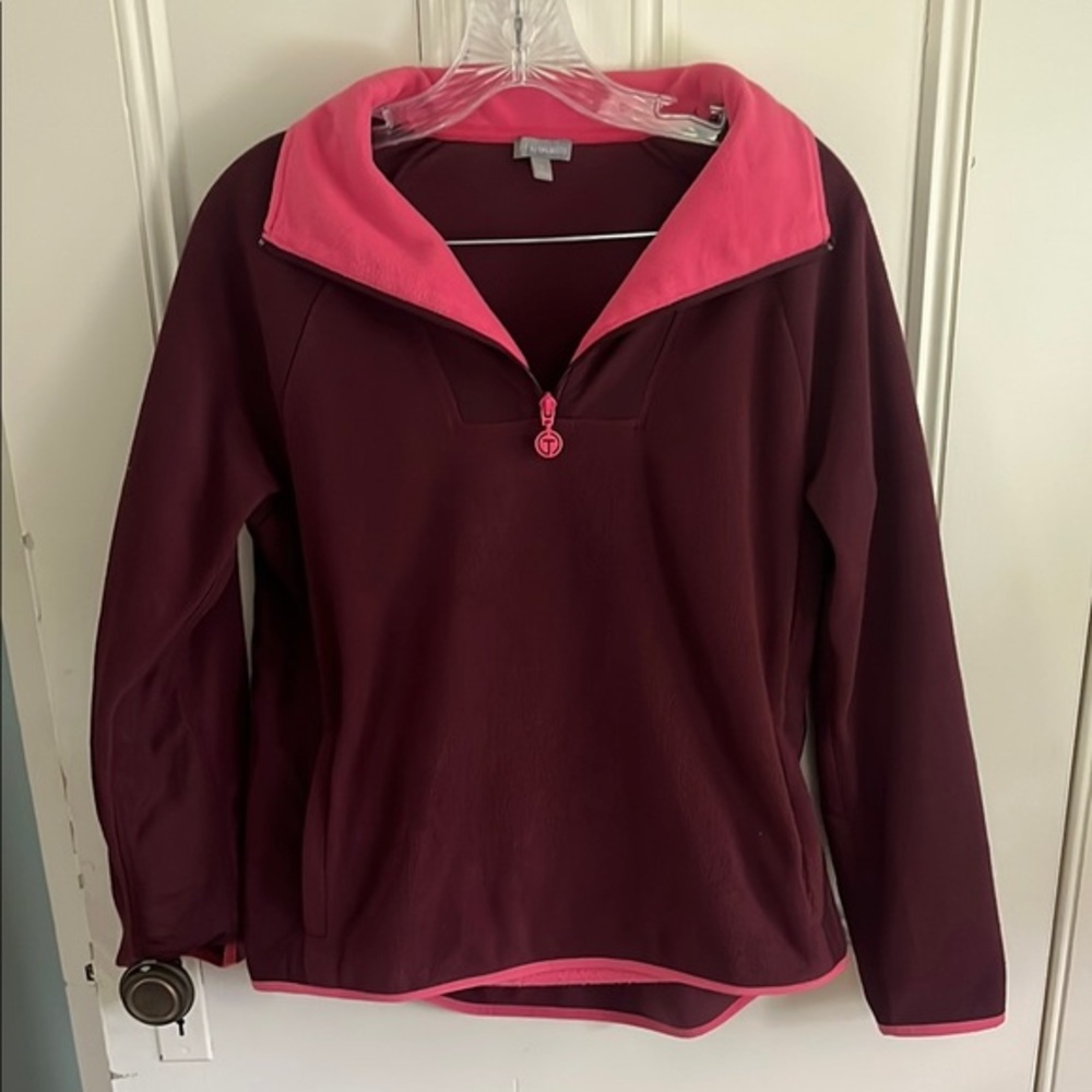 Talbots Red and Pink Long Sleeve Fleece Hoodie